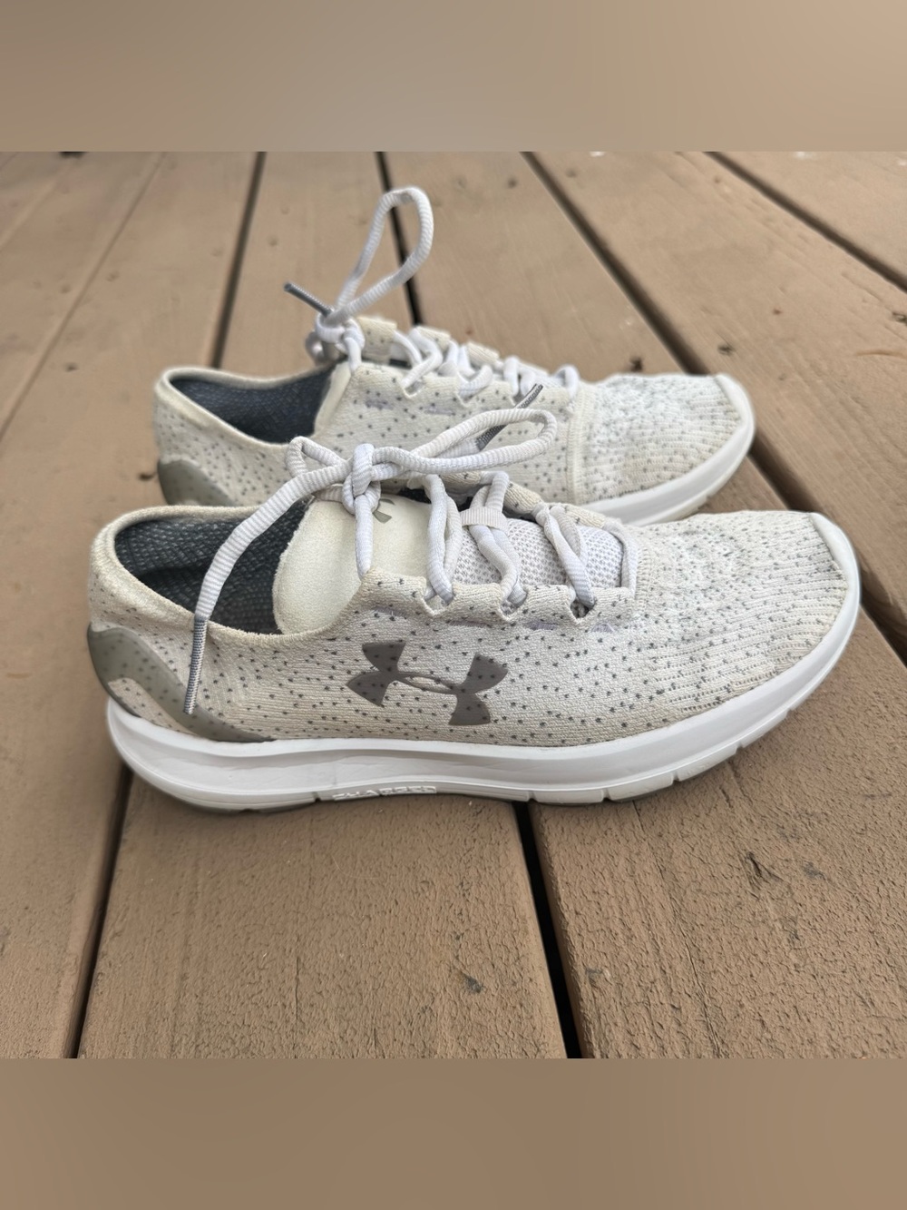 Under Armour Womens Charged Bandit 3 Weave Running Shoes White Gray 8.5 Athletic
